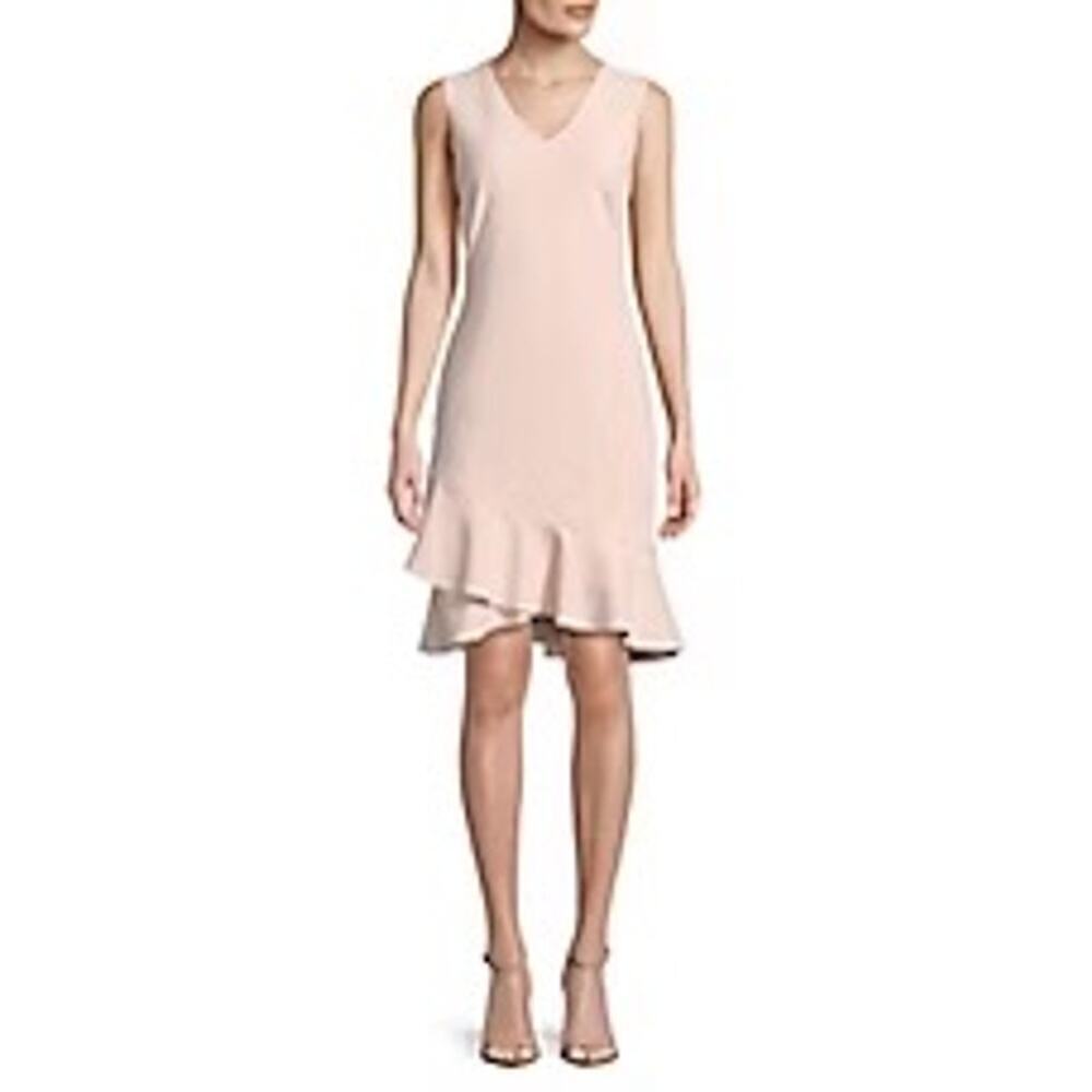 NWT Calvin Klein Blush Pink Mini Ruffled Sheath Dress Size 10